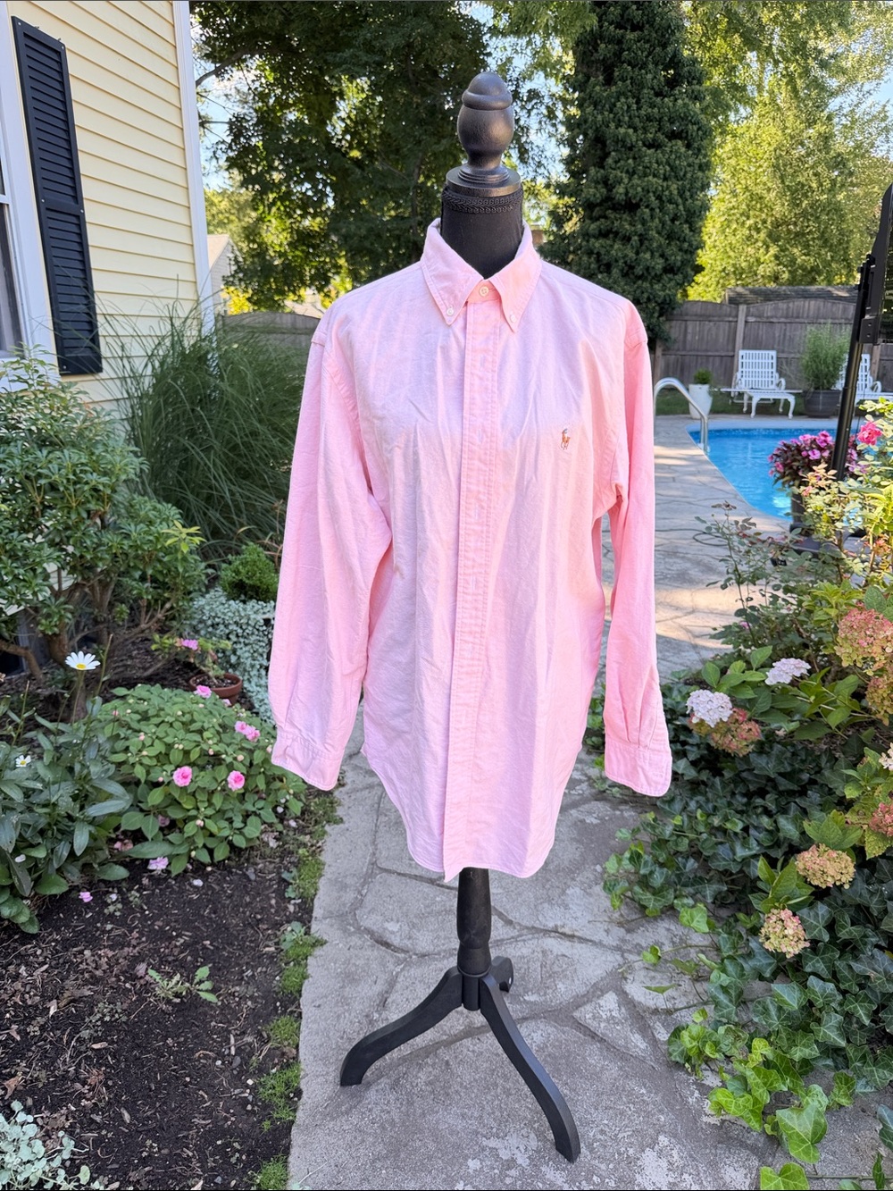 Ralph Lauren Mens Oxford Shirt 16.5 34/35 Pink Classic Fit Pony Logo 100% cotton